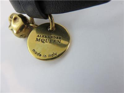 Alexander McQueen Skull Wrap Bracelet Black Leather w/Brass