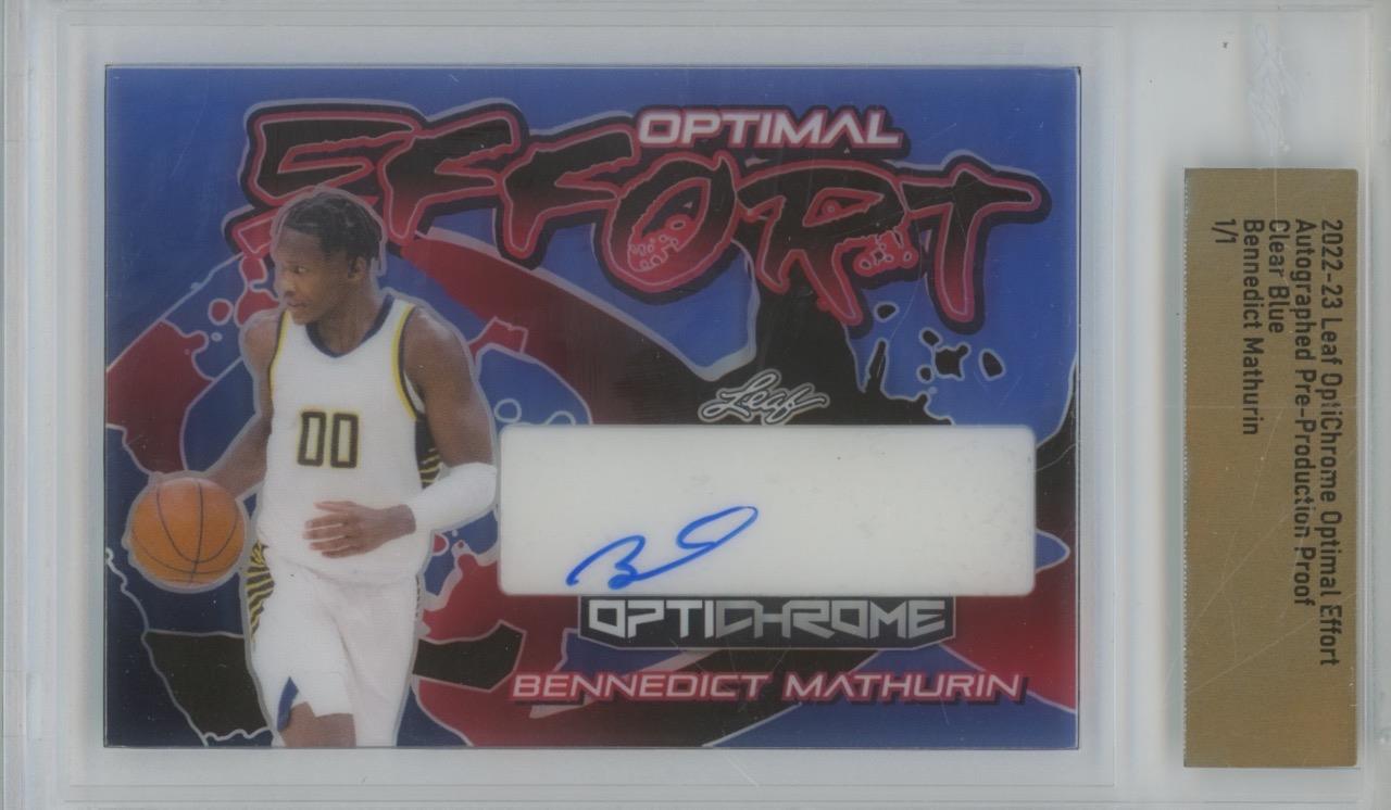 2022 Leaf OptiChrome Proof Bennedict Mathurin OE Clear Blue 1/1 RC Auto Rookie