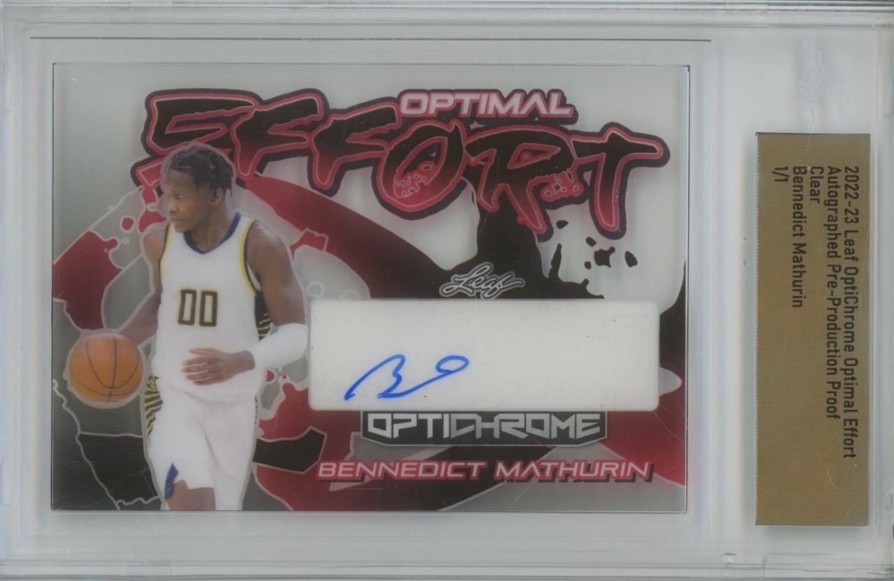 2022 Leaf OptiChrome Proof Bennedict Mathurin OE Clear 1/1 RC Auto Rookie