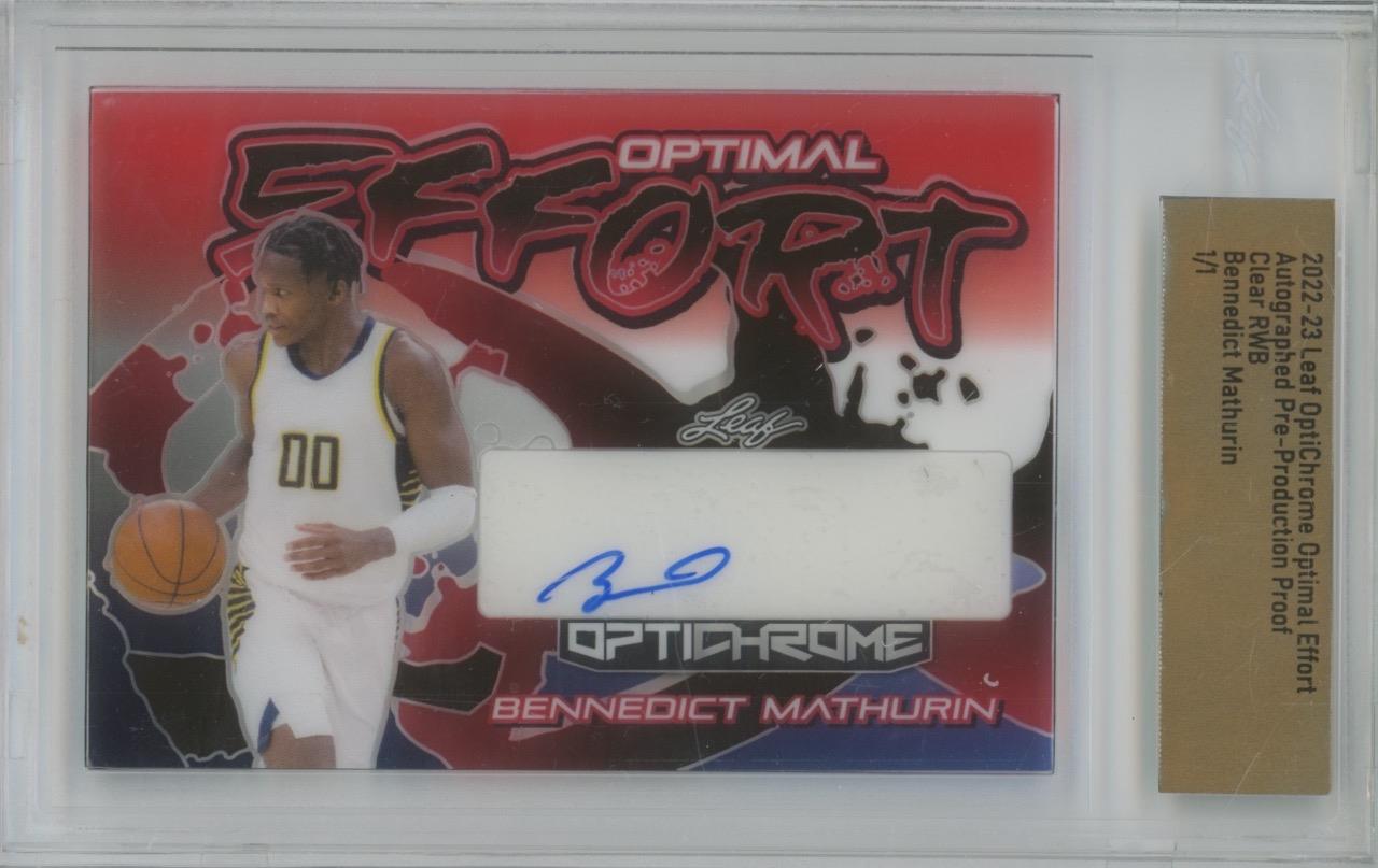2022 Leaf OptiChrome Proof Bennedict Mathurin OE Clear RWB 1/1 RC Auto Rookie