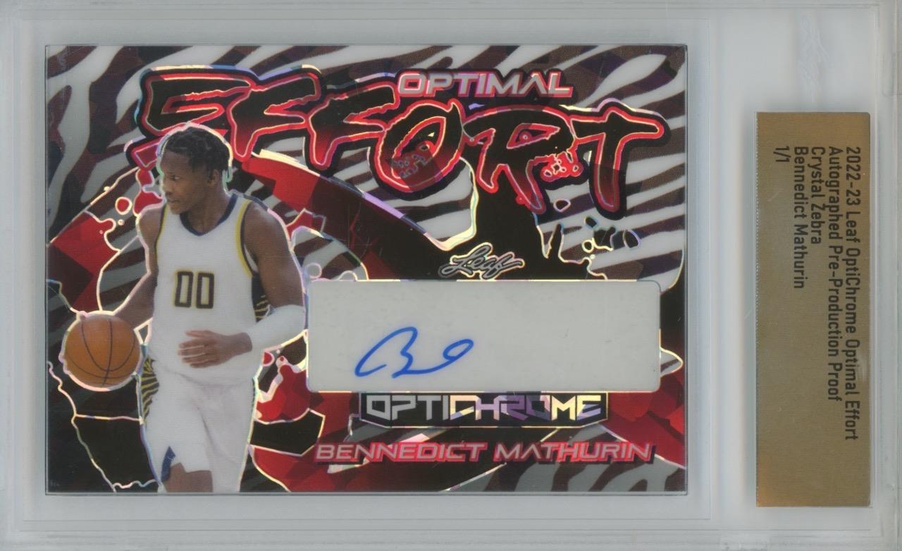 2022 Leaf OptiChrome Proof Bennedict Mathurin OE Crystal Zebra 1/1 RC Auto