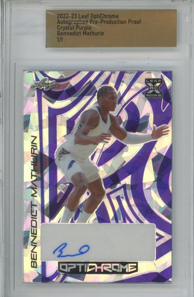2022 Leaf OptiChrome Proof Bennedict Mathurin Crystal Purple 1/1 RC Auto Rookie