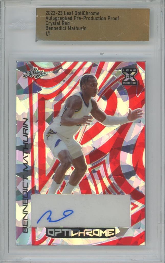 2022 Leaf OptiChrome Proof Bennedict Mathurin Crystal Red 1/1 RC Auto Rookie