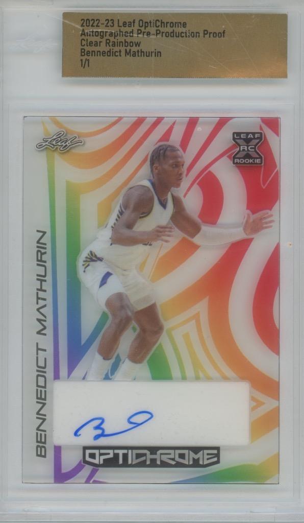2022 Leaf OptiChrome Proof Bennedict Mathurin Clear Rainbow 1/1 RC Auto Rookie