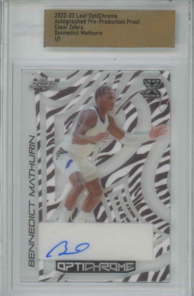 2022 Leaf OptiChrome Proof Bennedict Mathurin Clear Zebra 1/1 RC Auto Rookie