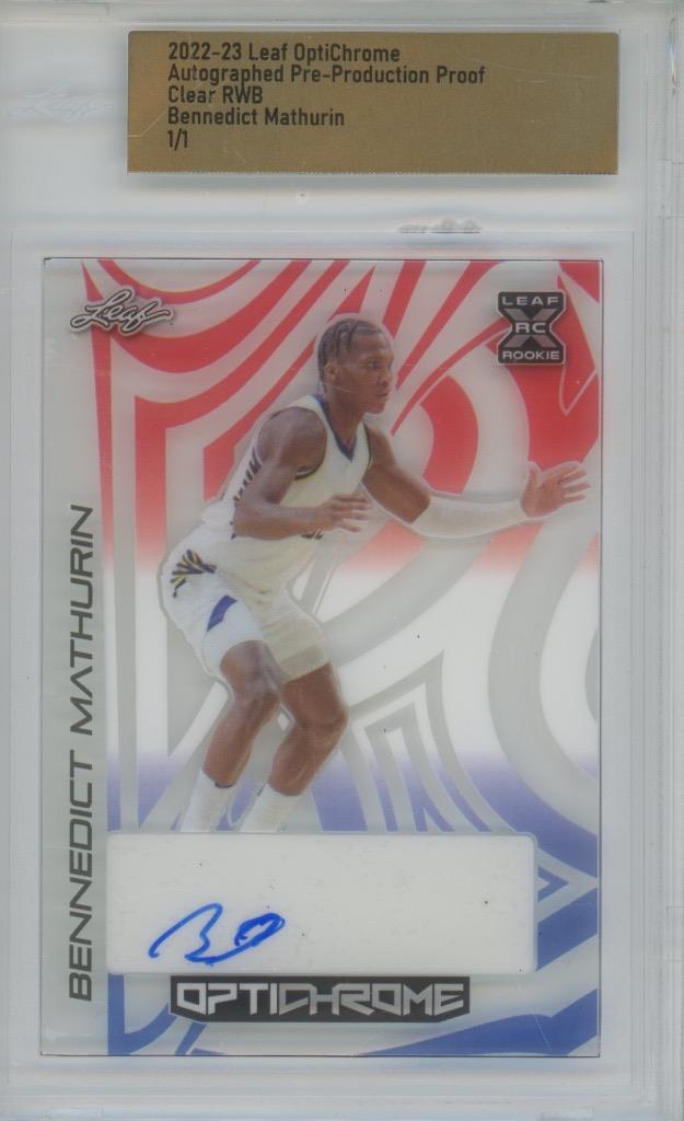 2022 Leaf OptiChrome Proof Bennedict Mathurin Clear RWB 1/1 RC Auto Rookie