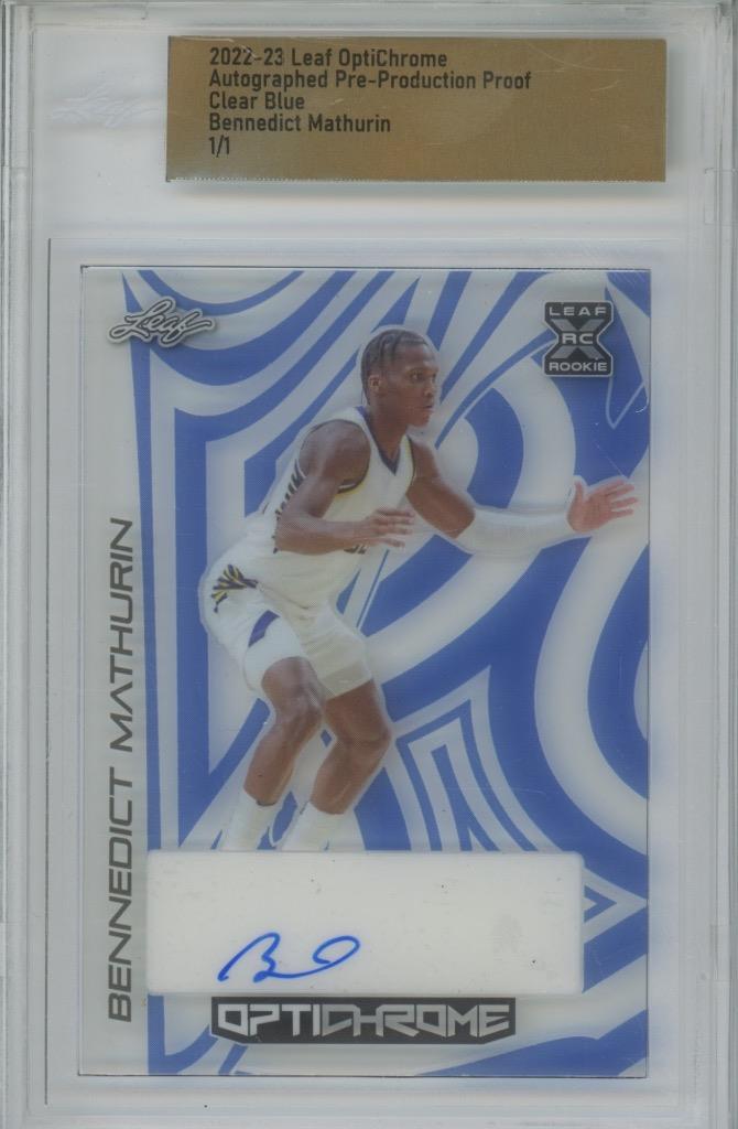 2022 Leaf OptiChrome Proof Bennedict Mathurin Clear Blue 1/1 RC Auto Rookie