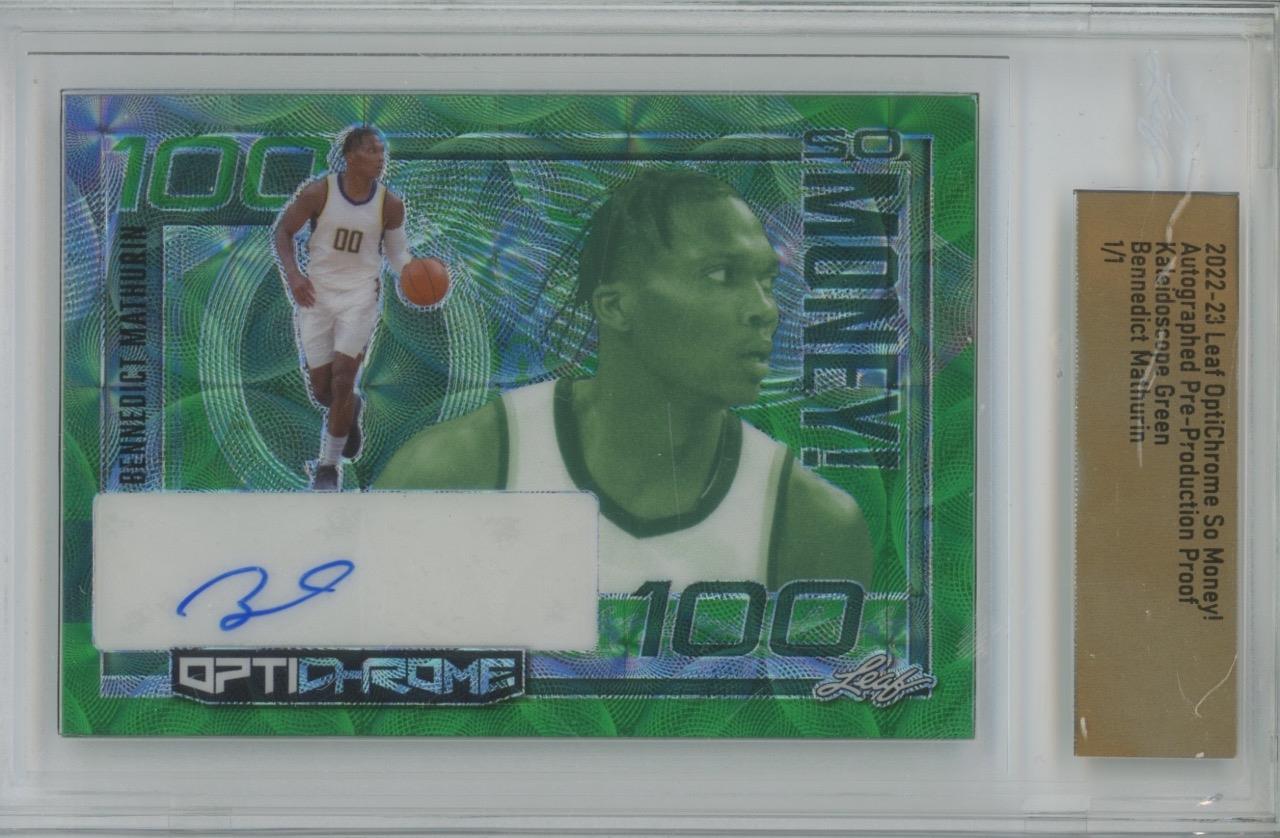 2022 Leaf OptiChrome Proof Bennedict Mathurin $ Kaleidoscope Green 1/1 RC Auto