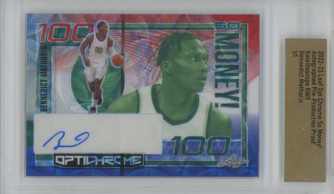 2022 Leaf OptiChrome Proof Bennedict Mathurin $ Kaleidoscope RWB 1/1 RC Auto