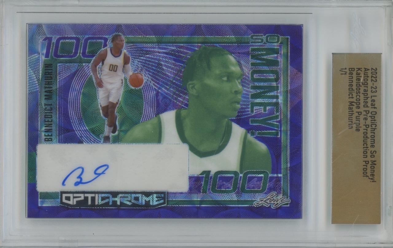 2022 Leaf OptiChrome Proof Bennedict Mathurin $ Kaleidoscope Purple 1/1 RC Auto