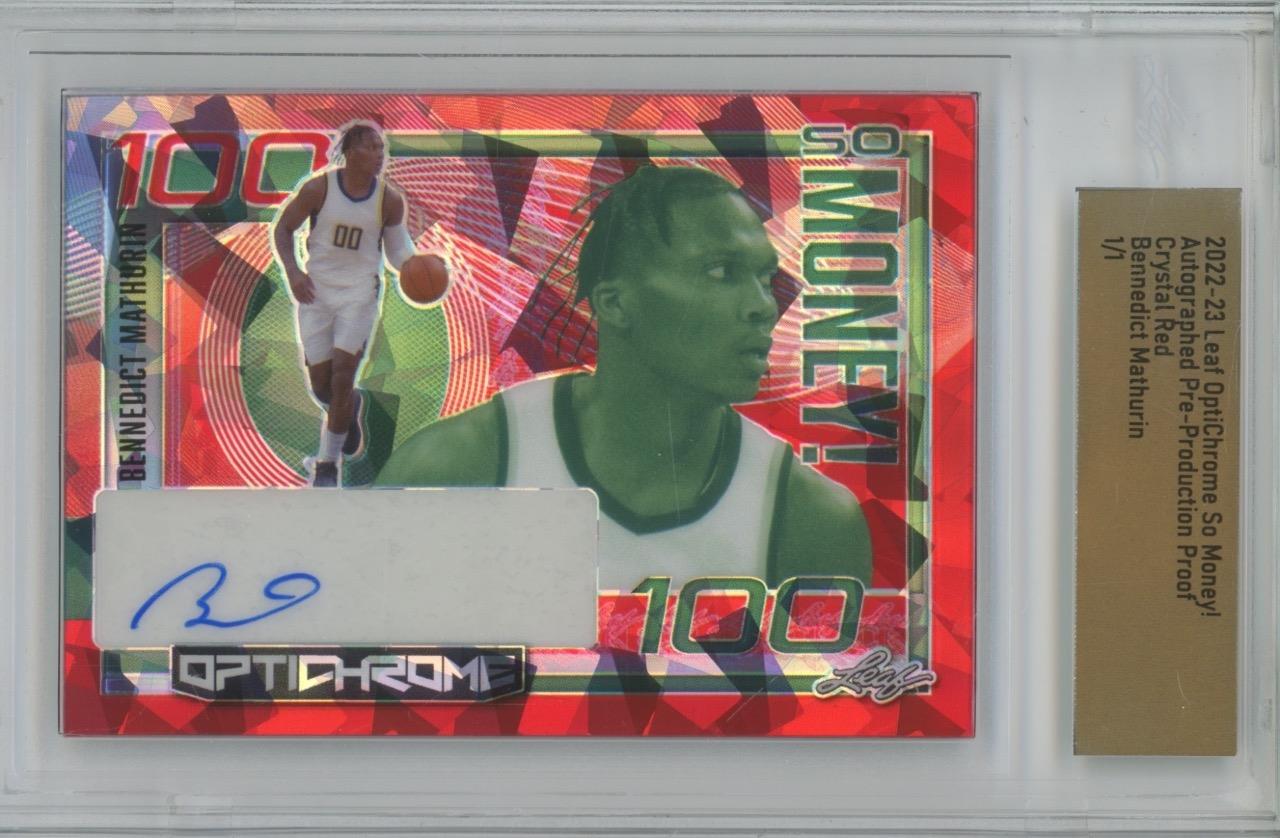 2022 Leaf OptiChrome Proof Bennedict Mathurin So $ Crystal Red 1/1 RC Auto