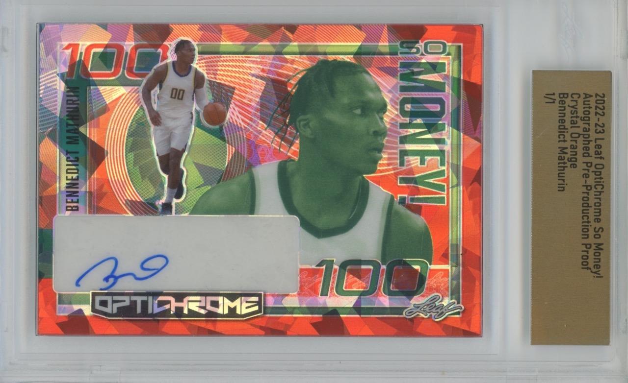 2022 Leaf OptiChrome Proof Bennedict Mathurin So $ Crystal Orange 1/1 RC Auto