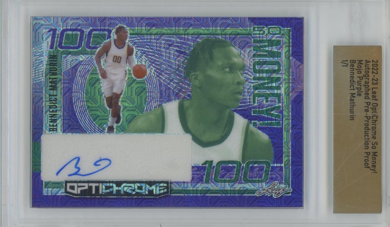 2022 Leaf OptiChrome Proof Bennedict Mathurin So $ MOJO Purple 1/1 RC Auto