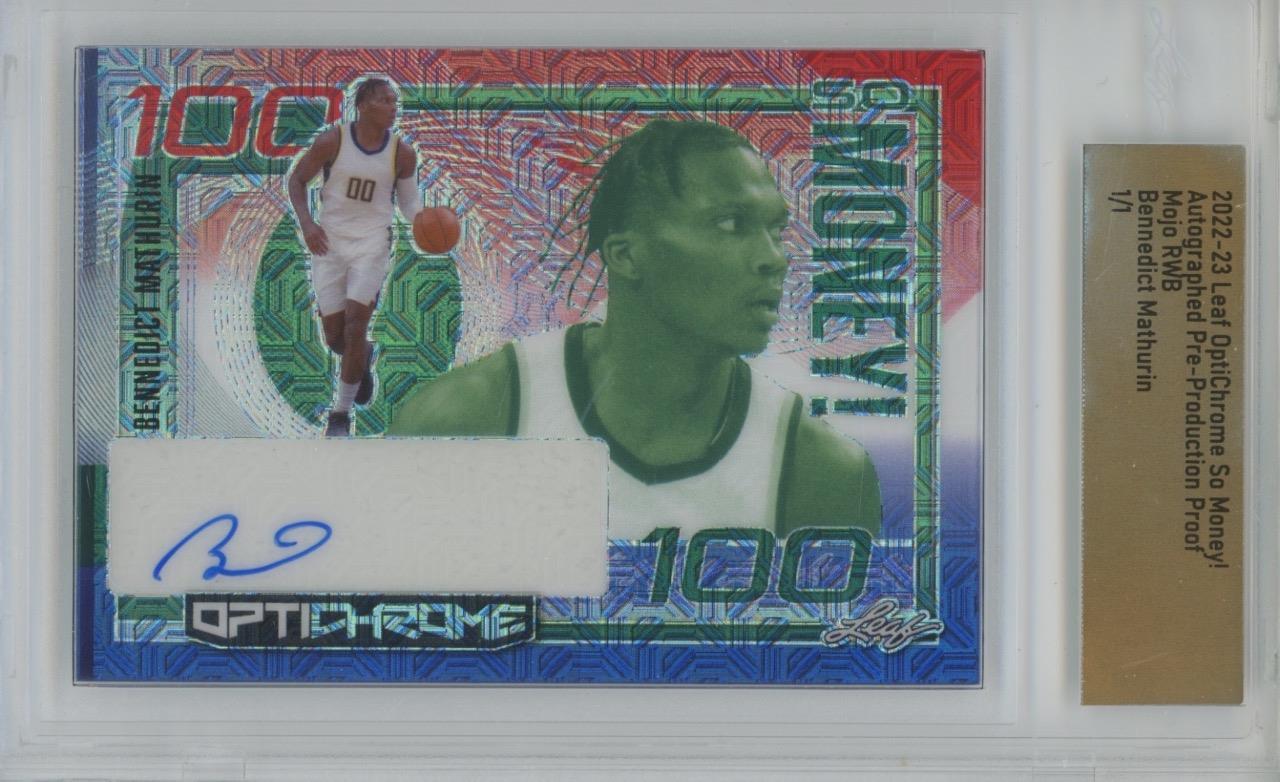 2022 Leaf OptiChrome Proof Bennedict Mathurin So $ MOJO RWB 1/1 RC Auto