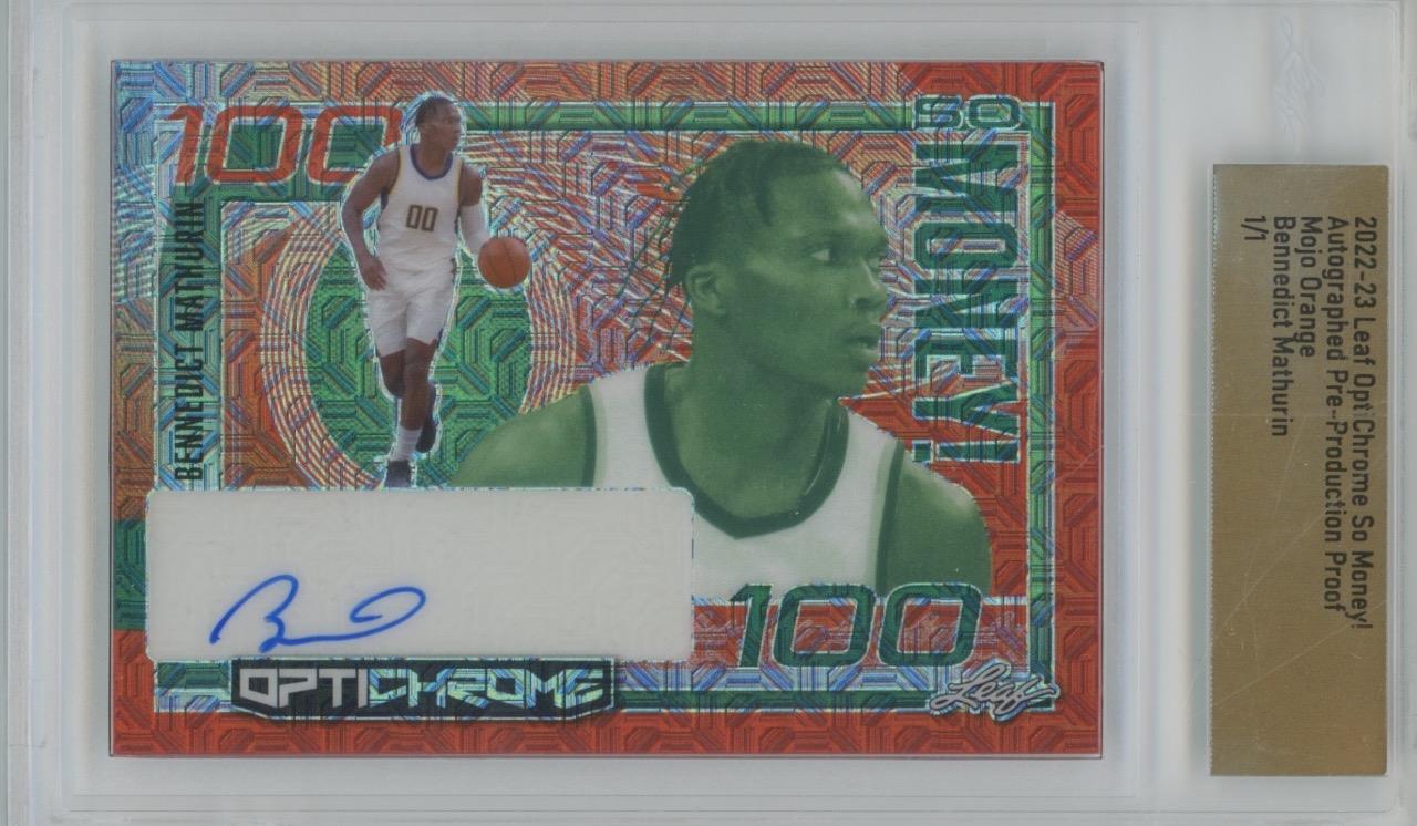 2022 Leaf OptiChrome Proof Bennedict Mathurin So $ MOJO Orange 1/1 RC Auto