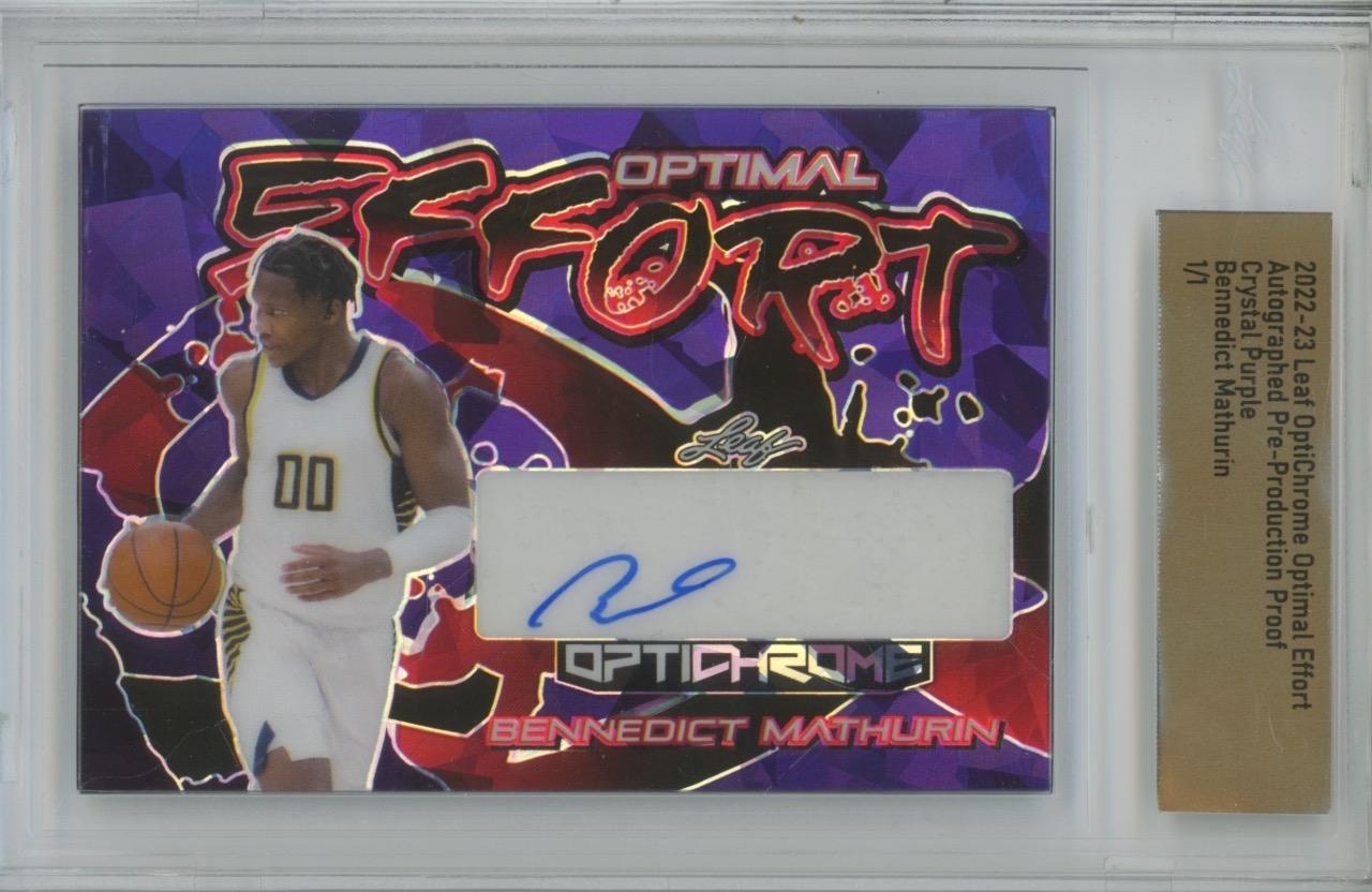 2022 Leaf OptiChrome Proof Bennedict Mathurin OE Crystal Purple 1/1 RC Auto