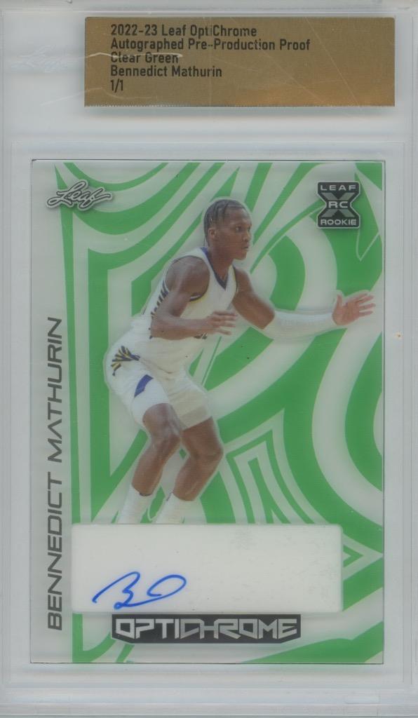 2022 Leaf OptiChrome Proof Bennedict Mathurin Clear Green 1/1 RC Auto Rookie