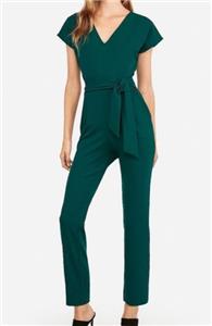 v neck tie waist jumpsuit