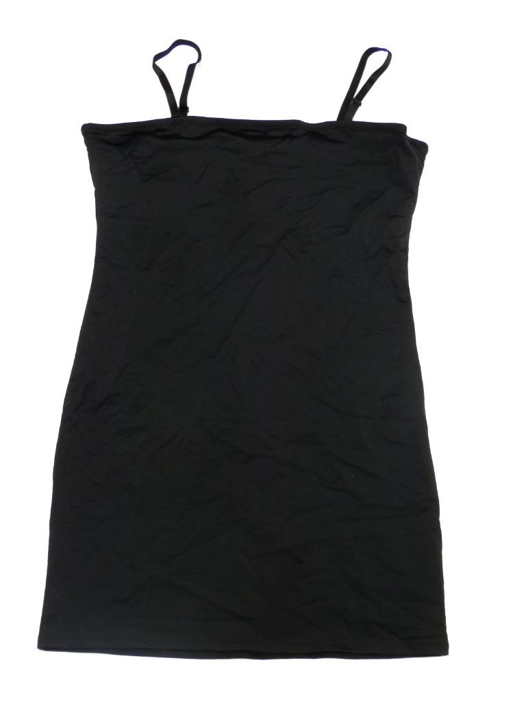 black strapless slip dress