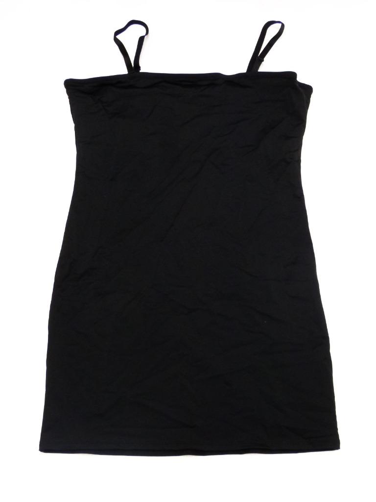 black strapless slip dress
