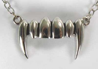 VAMPIRE SILVER FANGS NECKLACE GOTHIC TRUE BLOOD DRACULA | eBay