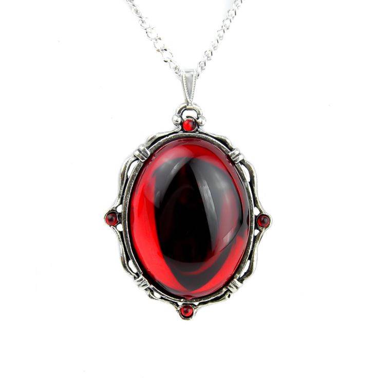 BLOOD RED MOON STONE NECKLACE GOTHIC PUNK METAL PSYCHOBILLY DEATHROCK ...
