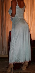 S SHEER SEXY VINTAGE SLIP LINGERIE GREEN CHIFFON PEIGNOIR NEGLIGEE SET