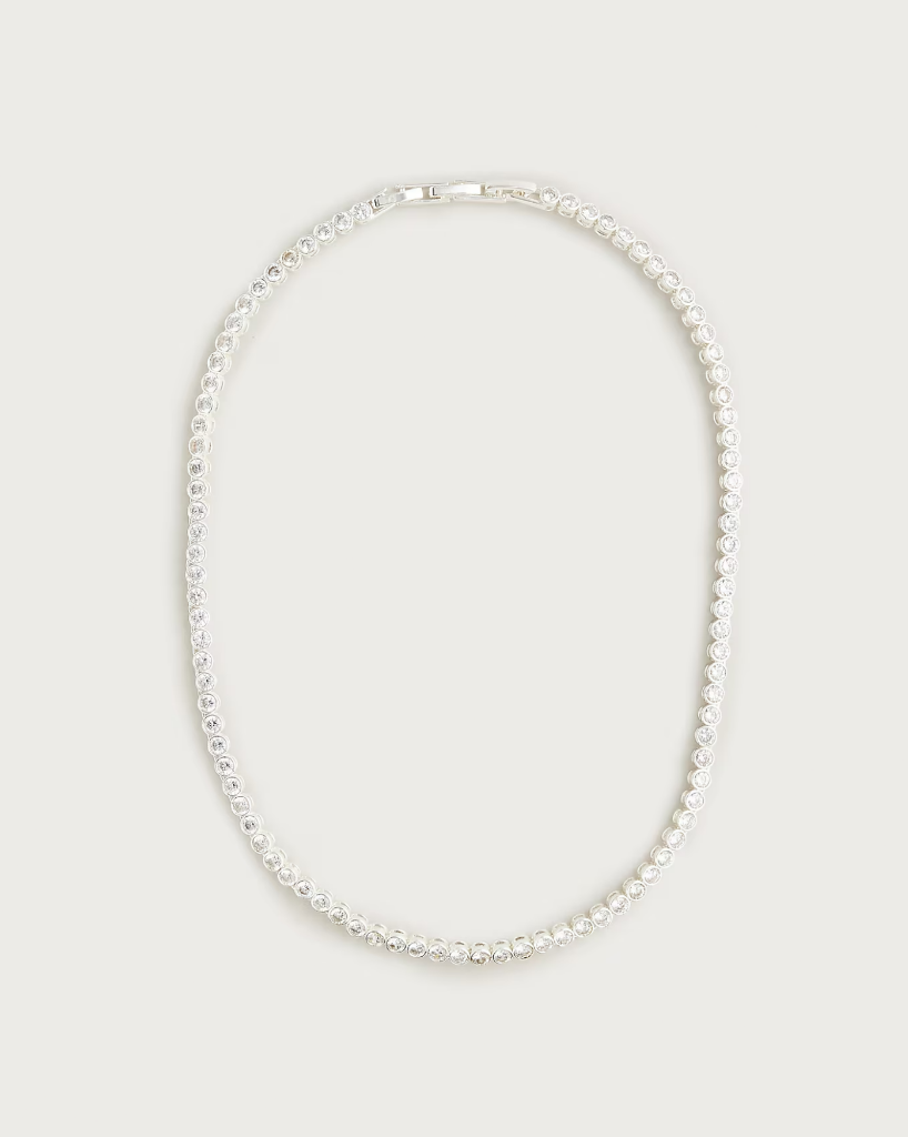 NWT J.Crew Round cubic zirconia bezel-set tennis necklace