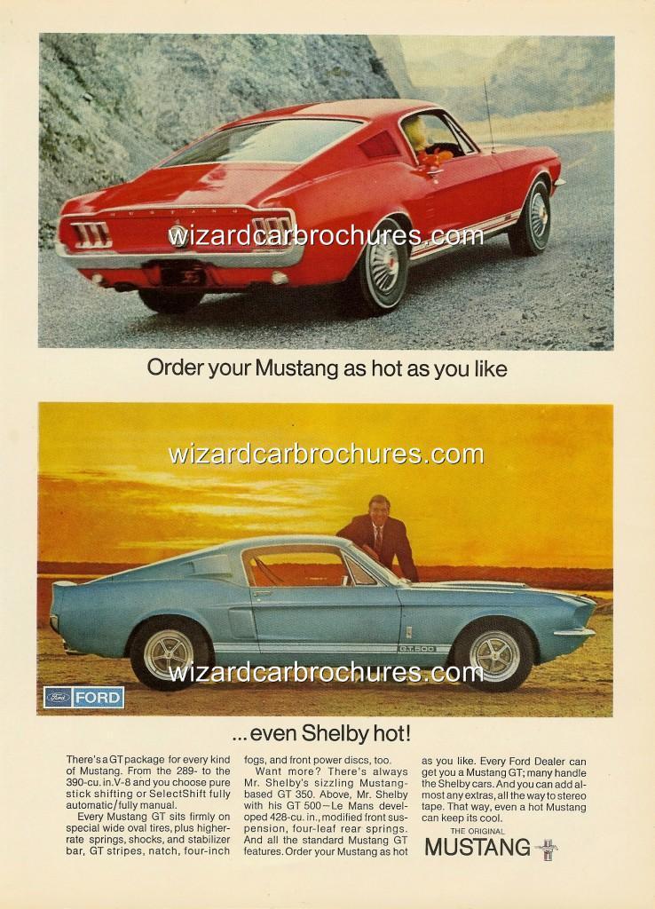 1967 Ford Mustang Shelby GT 500 Fastback A3 Poster Ad Advert ...
