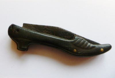 Antique 19th C Victorian Shoe Folding Sewing Thread Ink Pen Quill ...
