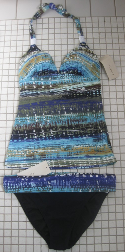 GOTTEX swimsuit black multi color aqua teal 12 tankini  NWT $126 - Picture 8 of 8