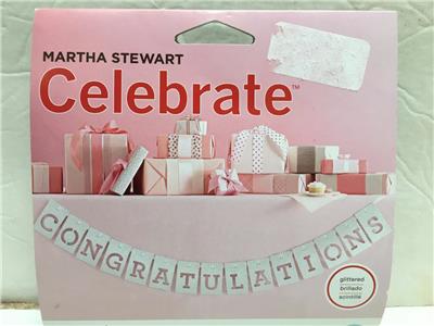 Martha Stewart White Glitter Congratulations Party Decoration