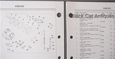 Original 1991 Kohler Engines Parts Manual K482-18HP & K532-20HP K