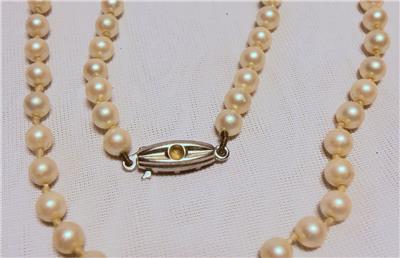GOOD VINTAGE FAUX PEARL NECKLACE WITH STERLING SILVER CLASP~JKa~20 1/2 ...