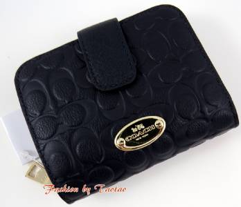 New COACH F 52861 Signature Embosed Pebble Leather Medium Zip Around Wallet | eBay