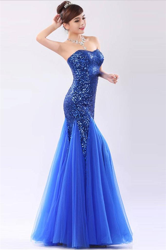 Women Sexy Strapless Evening Cocktail Party Ball Gown Long Dress ...