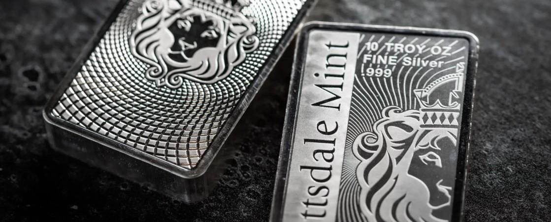 2 x 10 oz .999 Silver Bars - Scottsdale Mint VORTEX Silver