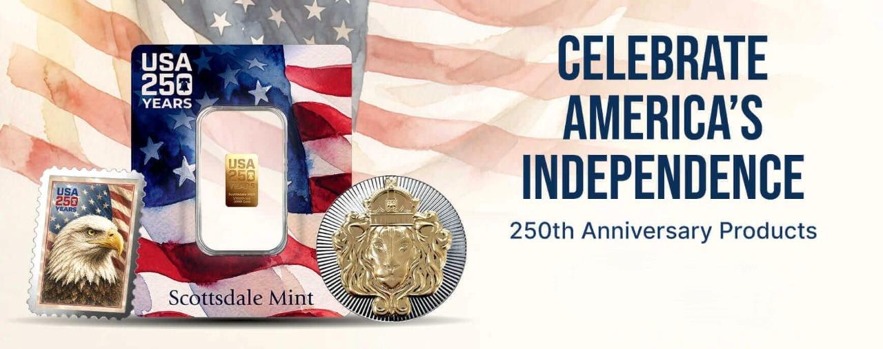 1/100 oz .9999 Gold Bar - USA 250th Anniversary (in Certi-Lock