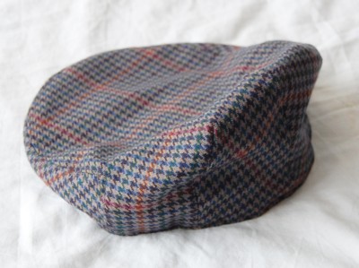 mens vintage green check lester bowden tweed flat cap hat 7 5/8