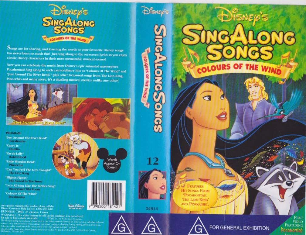 Disney S Sing Along Songs Colours Of The Wind Vhs Video Tape | My XXX ...