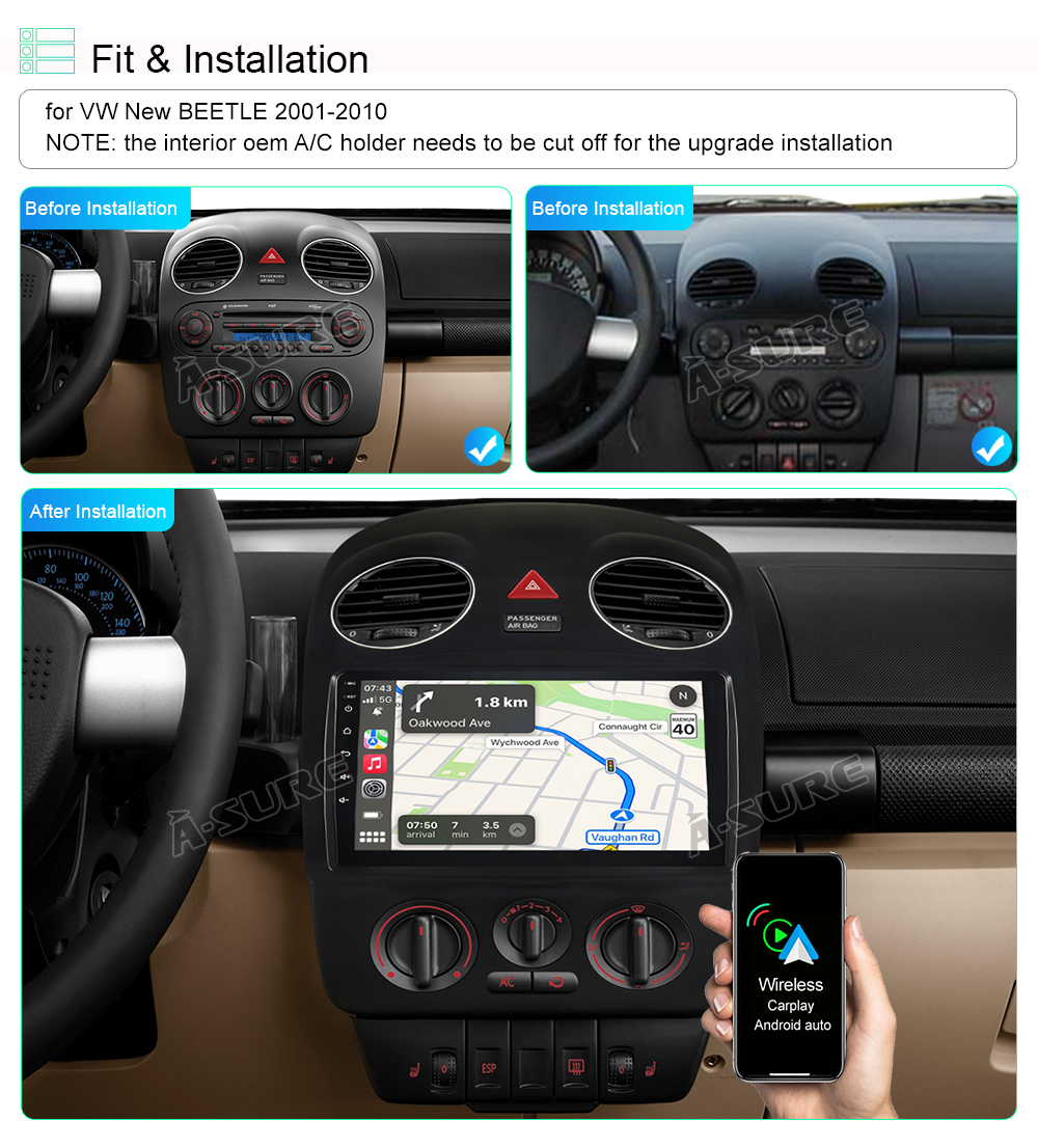 Android 14 For VW Beetle 2004-2010 Car Stereo Radio Wireless