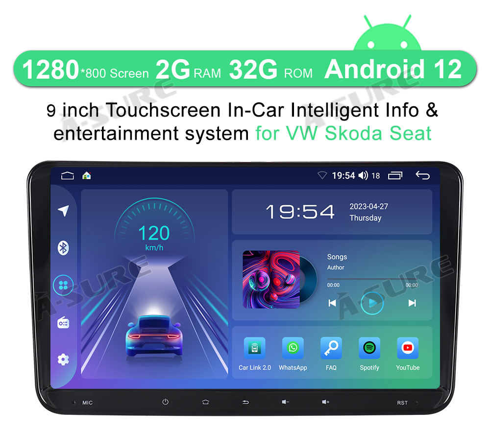 Autoradio mit Navi / Android Auto für VW Polo 5/6 mit Blende