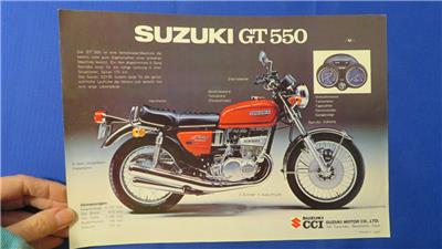 Original Suzuki GT550 and GT380 Motorcycle Brochure in German lg47