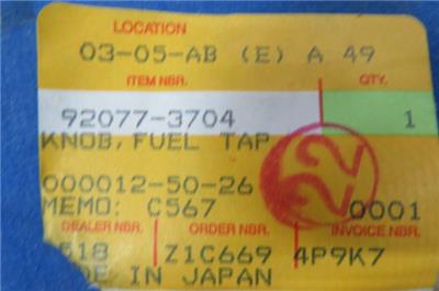 NOS Kawasaki # 92077-3704 KNOB,FUEL TAP Jet Ski, JL650 JF650 JS300