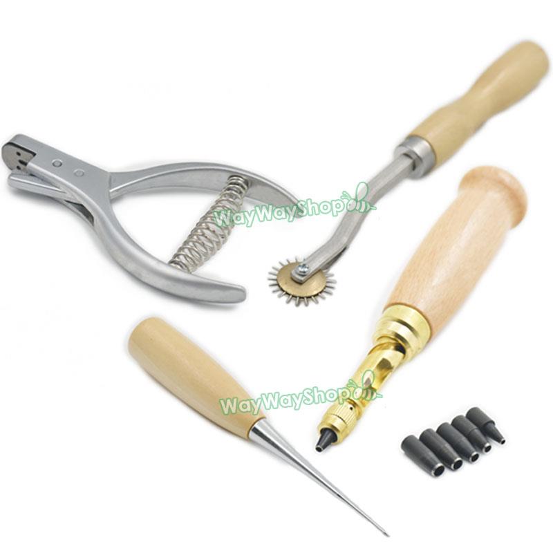Leather Pattern Notcher | wood handle wheel hole punch awl leather 4 patterns craft Leather Pattern Notcher | wood handle wheel hole punch awl leather 4 patterns craft