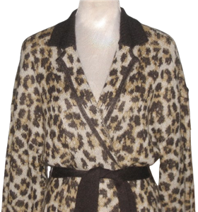 NWT 7 For All Mankind JACQUARD Mohair Wool Belted LEOPARD Cardigan