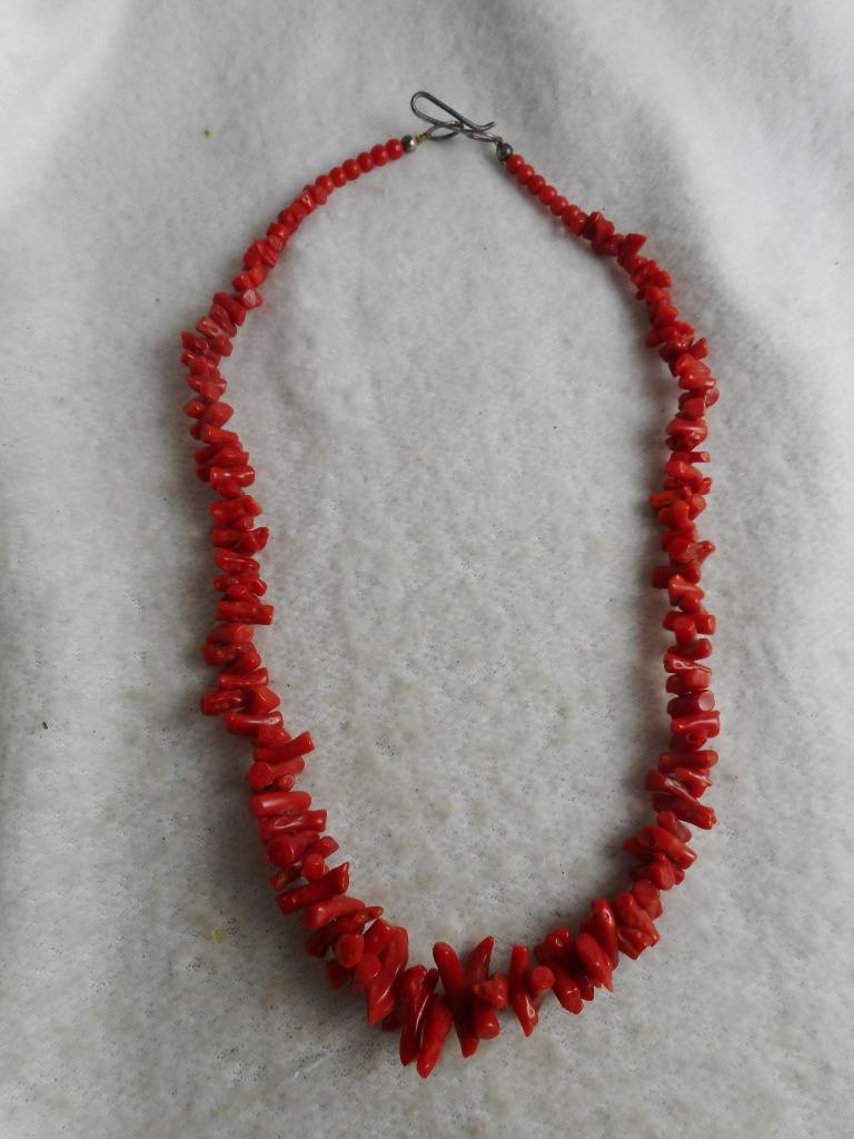 Vintage dark melon branch coral bead 17" strand necklace eBay