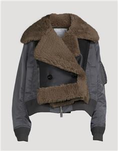 NWT AUTHENTIC SACAI Nylon Twill Jacket With Faux Shearling $2265 1 