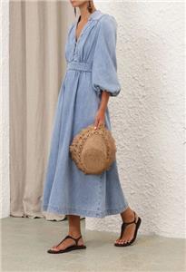 2026 NEW AUTHENTIC ZIMMERMANN Lucky Denim Midi Dress $850