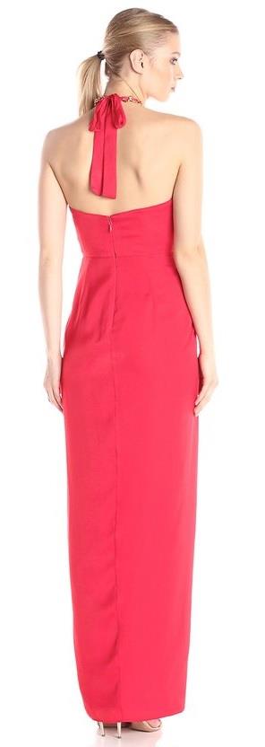 как выглядит NEW AUTH BCBGMax Azria Milania Halter Cascade Long Gown in Red Berry 368 фото
